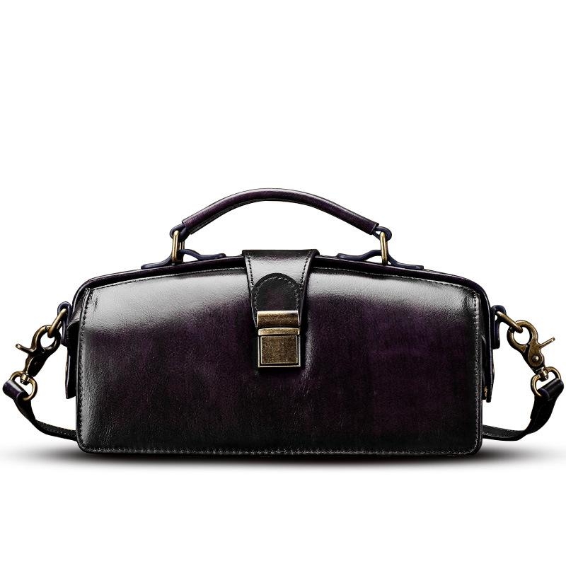 Purple Retro Doctor Bag Leather Handbags