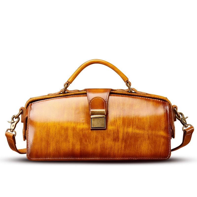 Khaki Retro Doctor Bag Leather Handbags