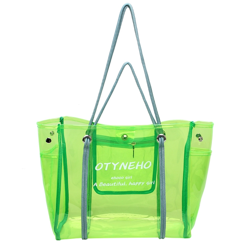 Neon Lime Clear Chain Flap Square Bag PVC | SHEIN