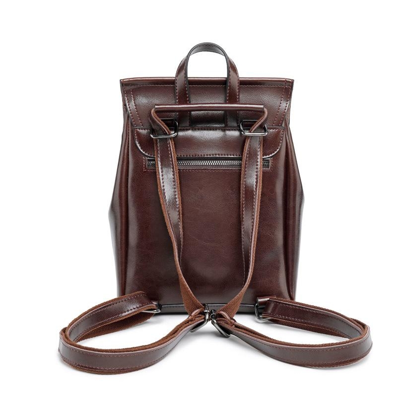 Brown Leather Backpack For Work Women's Vintage Flap Backpacks