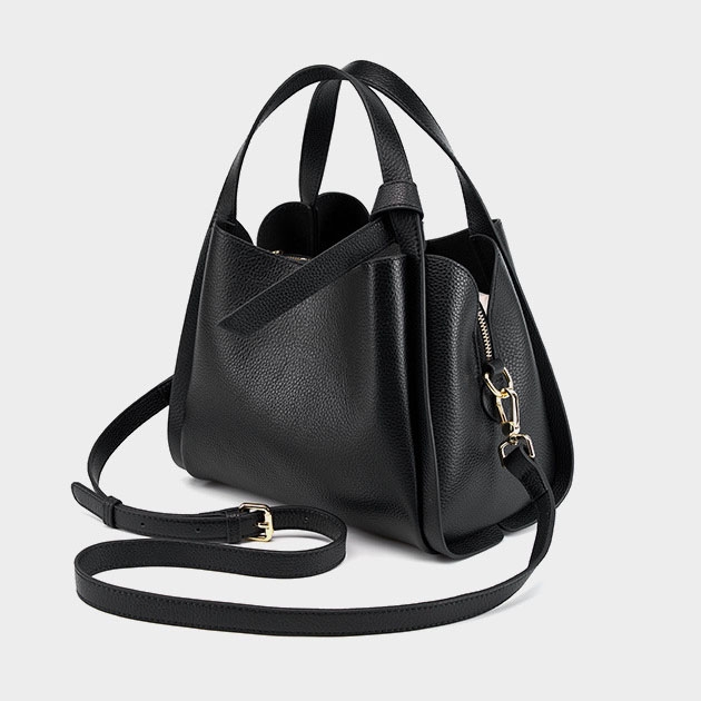 Khaki Leather Bucket Bag Magnetic Button Crossbody Handbags