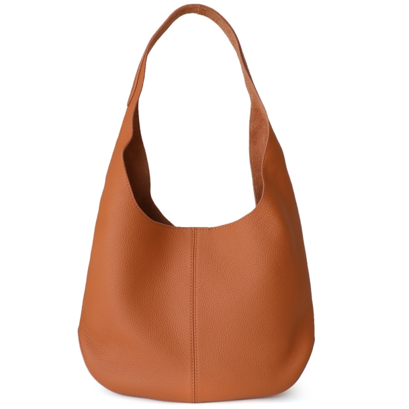 Brown Leather Large Hobo Tote Bag with Inner Pouch
