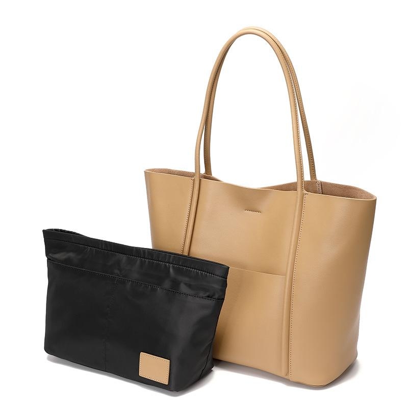 Nude Leather Large Tote Bag With Inner Pouch Handbags For Work