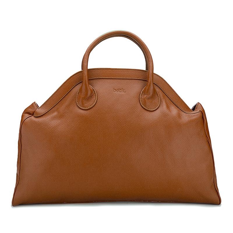 Brown Leather Oversized Tote Bag with Zipper Tote Handbags for Work