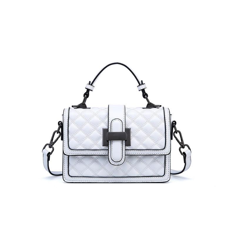 White Leather Quilted Bag Crossbody Flap Top Handle Bags