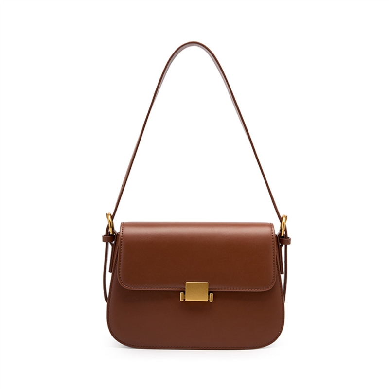 Brown Leather Retro Over The Shoulder Bags Flap Crossbody Handbags