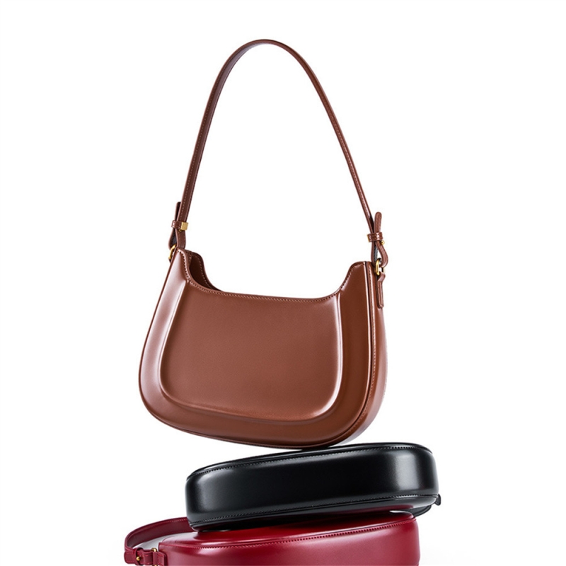 Brown Leather Retro Saddle Bag Zip Over The Shoulder Bags
