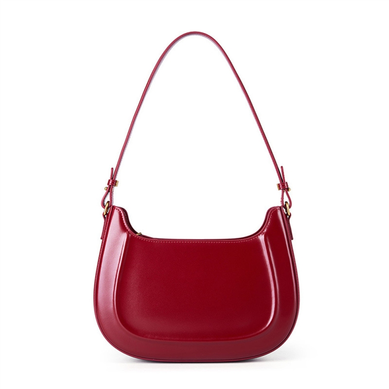 Burgundy Leather Retro Saddle Bag Zip Over The Shoulder Bags