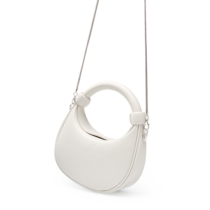 White Leather Solid Shoulder Bags Crossbody Chain Purse