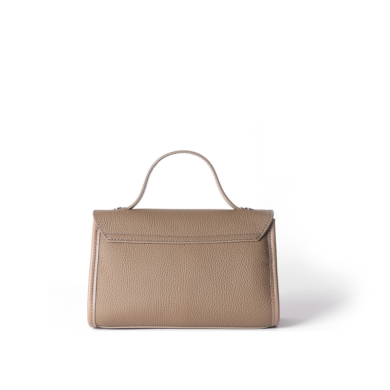 Grey Leather Top Handle Crossbody Small Satchel Bag Flap Handbags