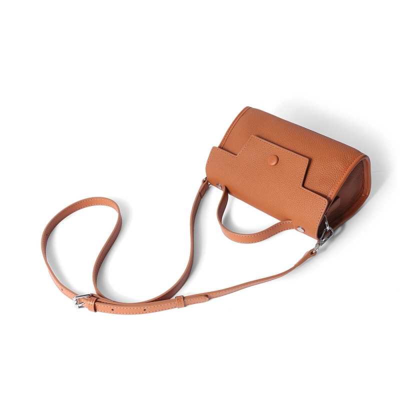 Brown Leather Top Handle Crossbody Small Satchel Bag Flap Handbags