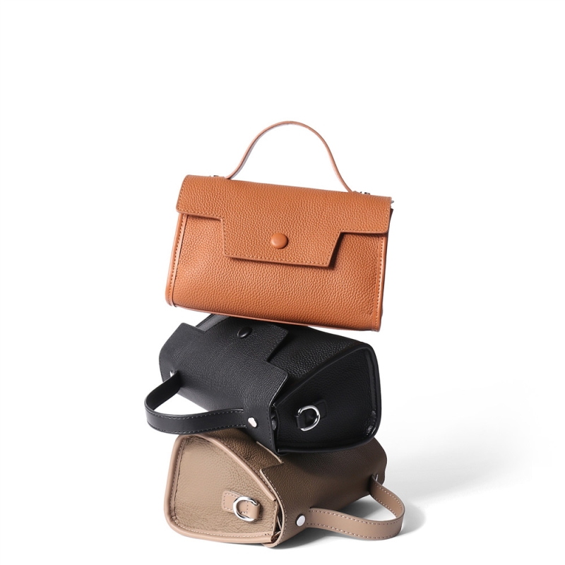 Brown Leather Top Handle Crossbody Small Satchel Bag Flap Handbags
