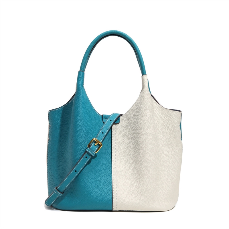 Blue&White Leather Top Handle Totes Crossbody Handbags With Inner Pouch