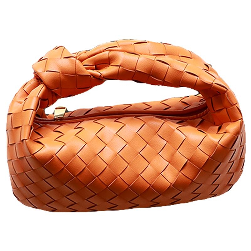 Orange Leather Woven Handbags