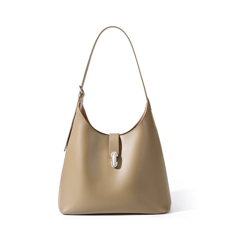 Light Green Litchi Grain Leather Solid Totes Over The Shoulder Bags