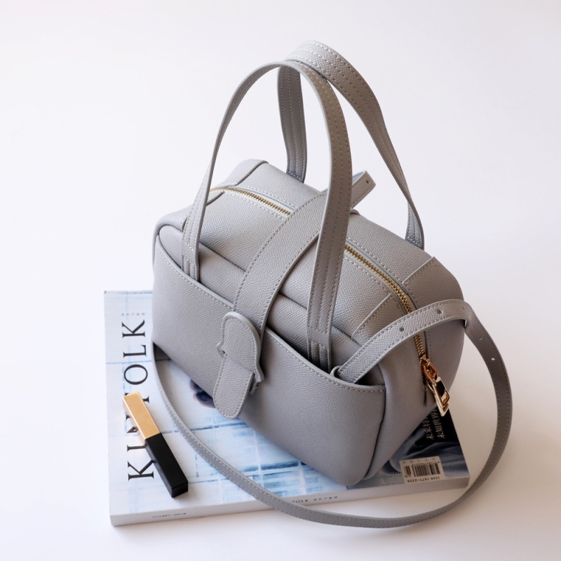 Women's Blue-grey Leather Doctor Handbags