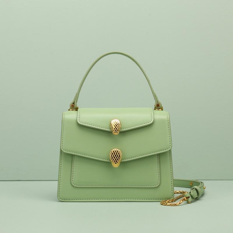 Mint Green Snakehead Fasteners Leather Handbags | Baginning