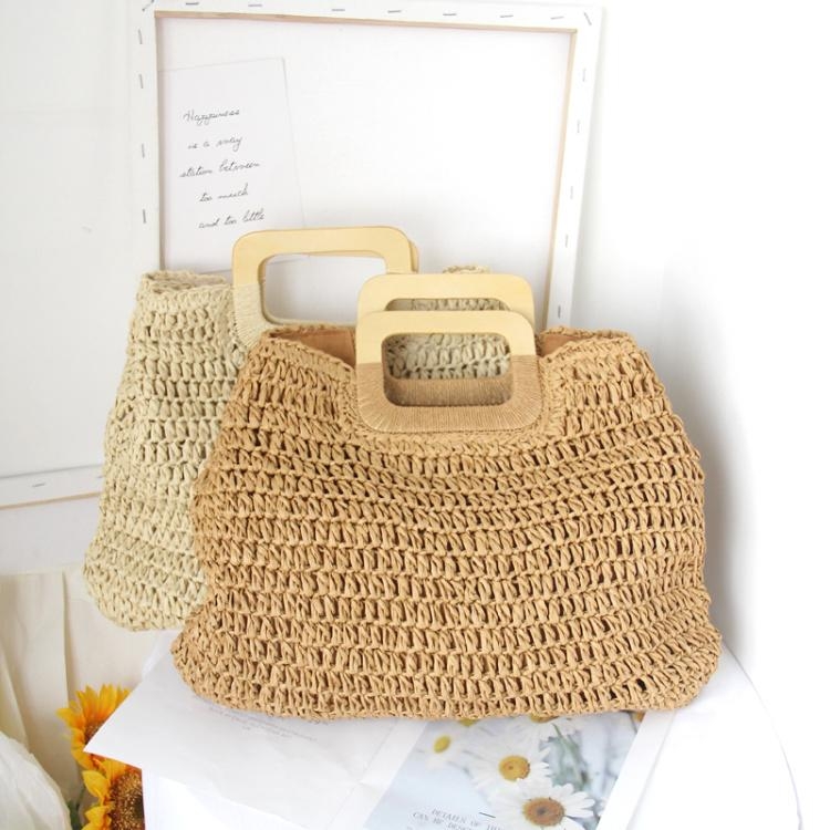Beige Paper Straw Beach Bag Summer Bags | Baginning