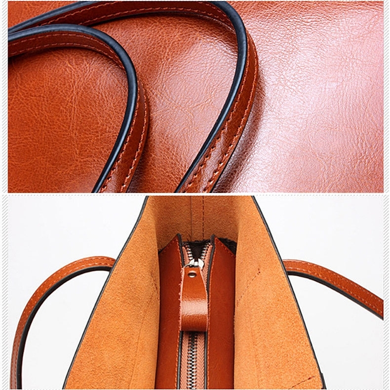 Orange Fashion Genuine Leather Shopper Bag