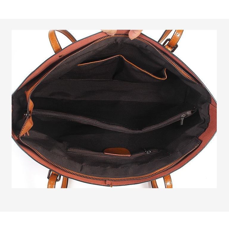 Orange Fashion Genuine Leather Shopper Bag