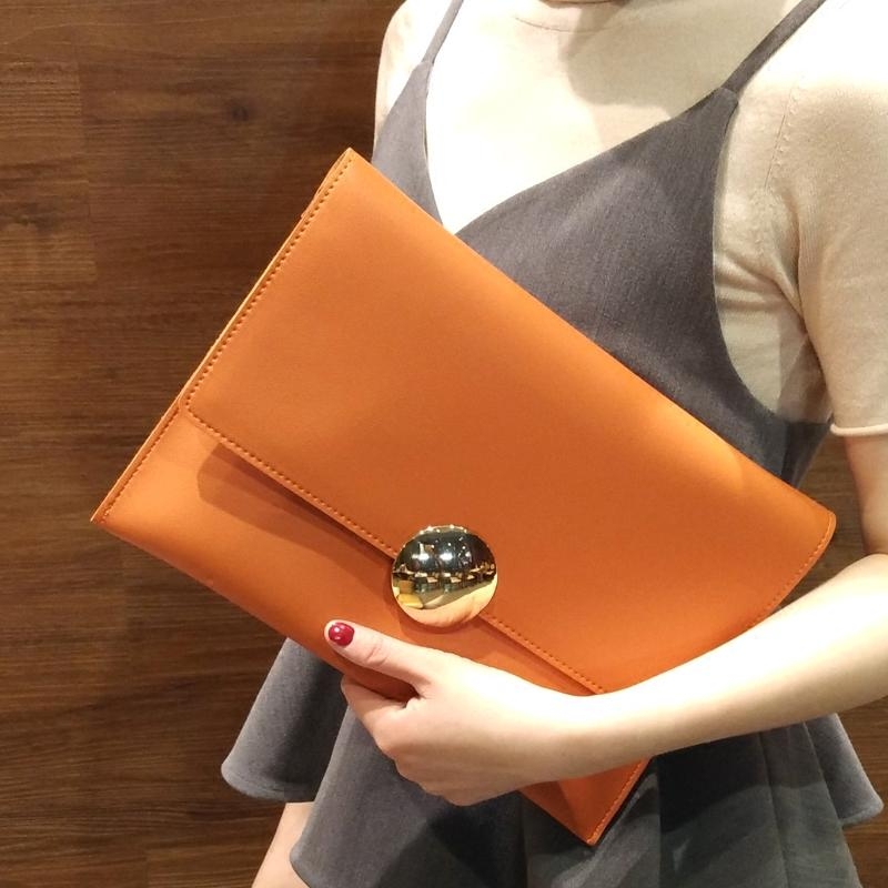orange vegan leather large clutch bags crossbody message handbags 5