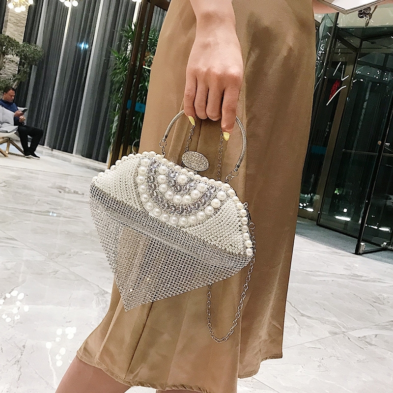 Bs Gold Stonetube Soft Pouch Ovel Shape beautifully handcrafted woman  formal clutch purse, hand beaded luxury