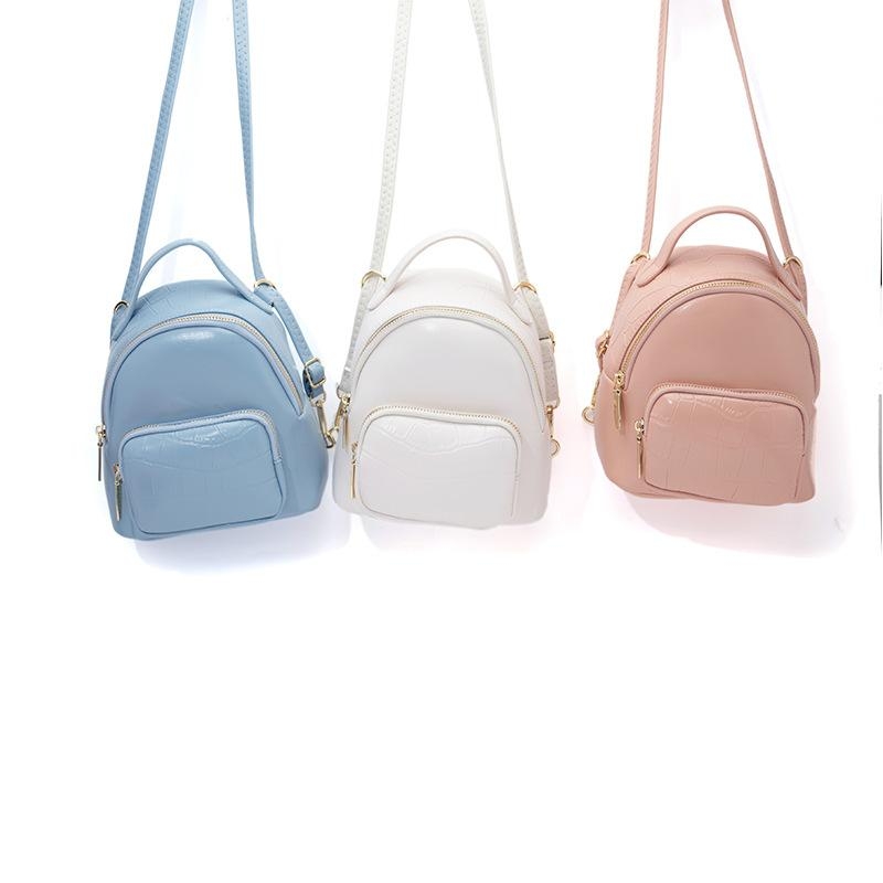 Pink Croc Embossed Mini Backpack Crossbody Bag with Adjustable Strap