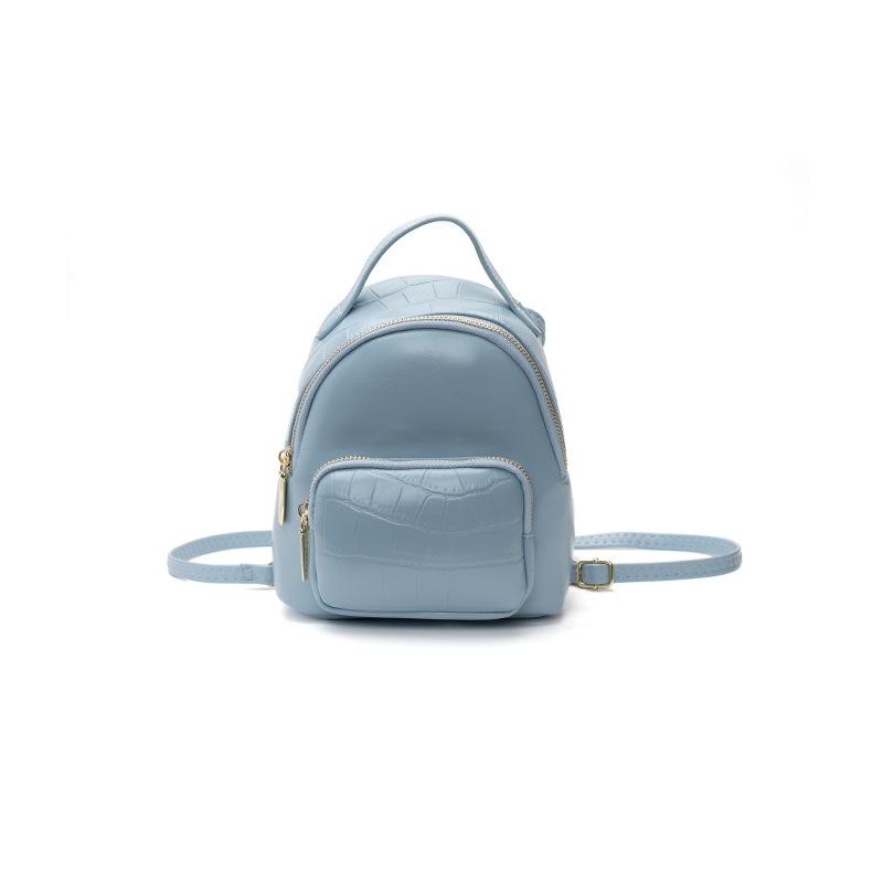 Blue Croc Embossed Mini Backpack Crossbody Bag with Adjustable Strap