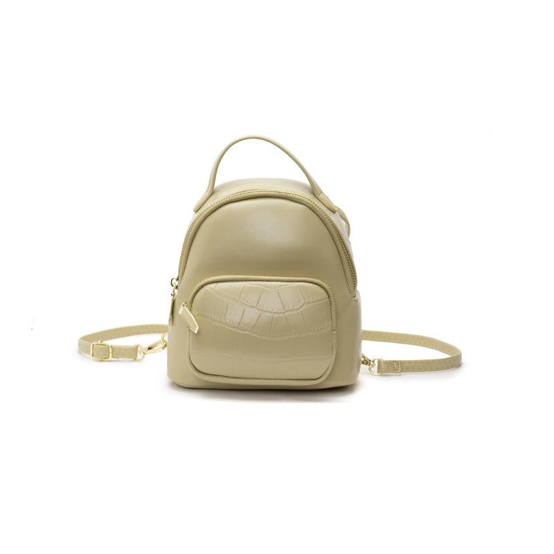 Nude Croc Embossed Mini Backpack Crossbody Bag with Adjustable Strap