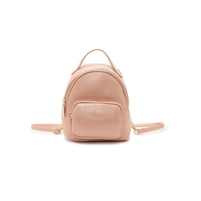 Nude Croc Embossed Mini Backpack Crossbody Bag with Adjustable Strap