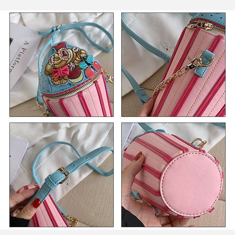 Pink Cute Vegan Leather Ice Cream Chain Shoulder Mini Bags