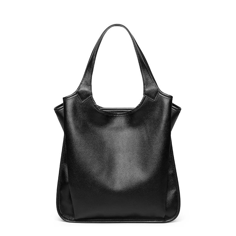 Black Leather Hobo Bags Shoulder Handbags for Office Lady