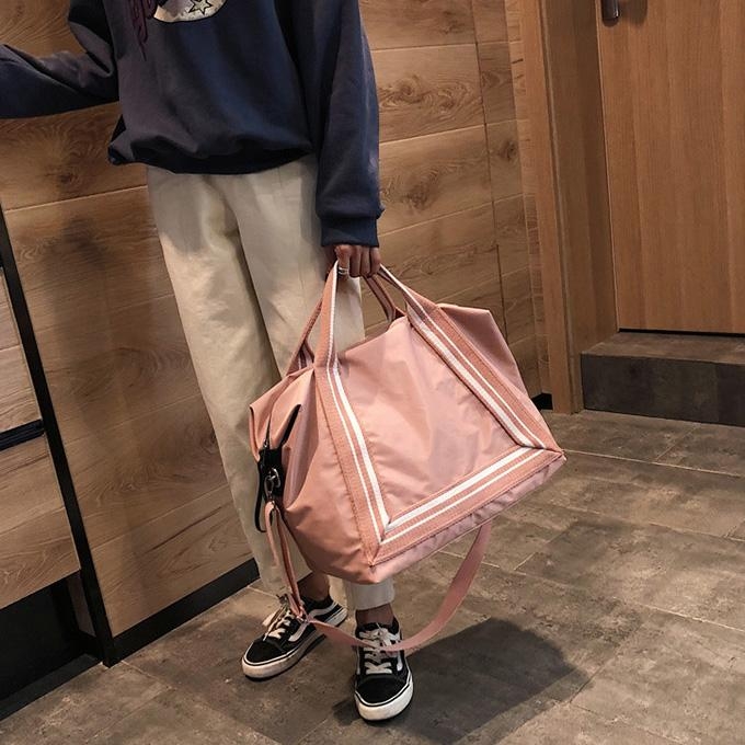 Pink Naval Style Stripes Waterproof Ladies Tote Gym Bag Travel Bag