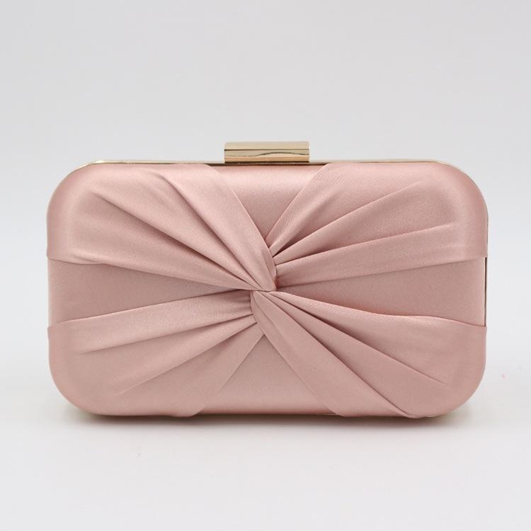 Pink Satin Clutch Purse Elegant Box Evening Bag