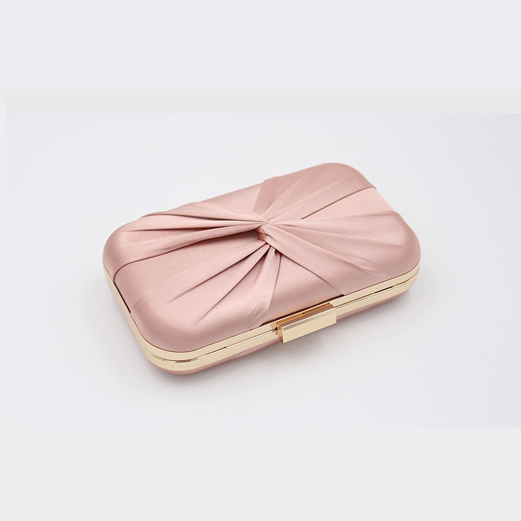 Pink Satin Clutch Purse Elegant Box Evening Bag
