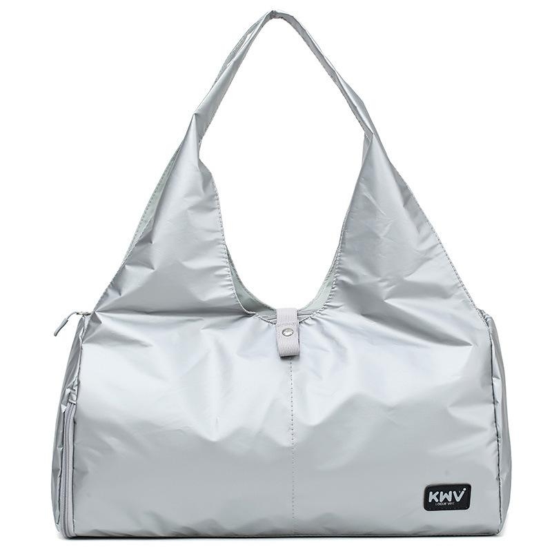 Silver Waterproof Polyester Zipper Ladies Gym Bag