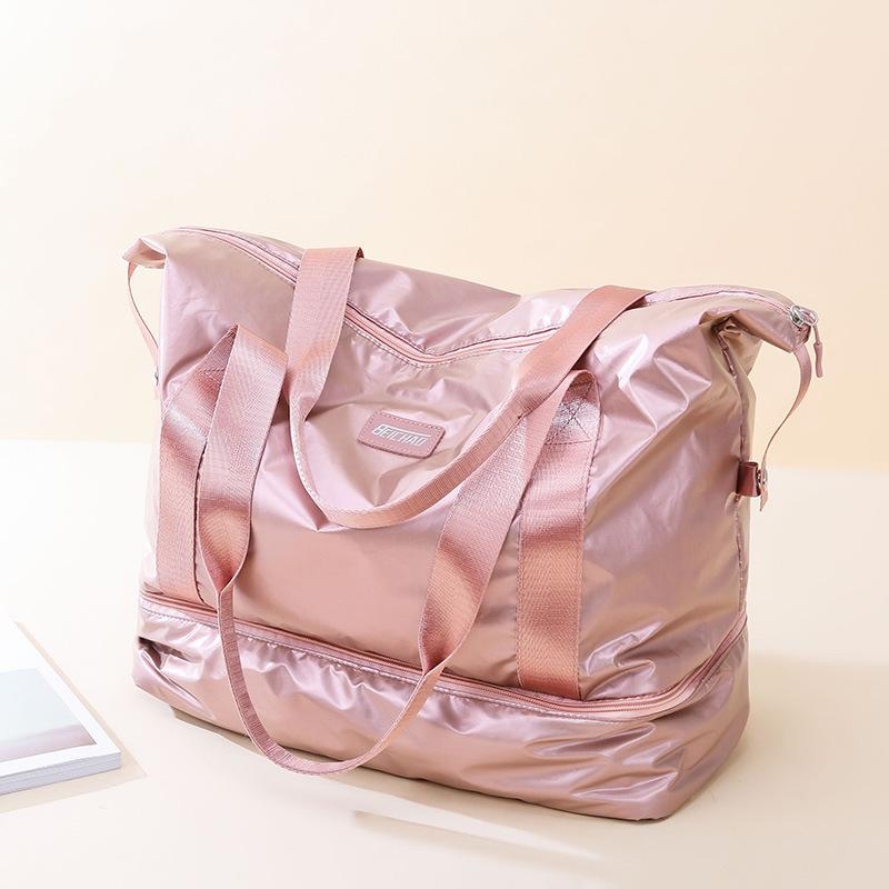 Pink Waterproof Polyester Zipper Ladies Gym Tote Bag