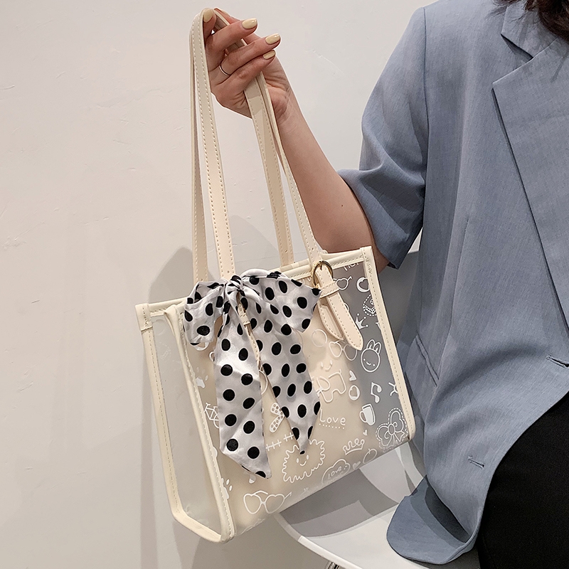 Fashion Clear Tote Bag With Inner Pouch