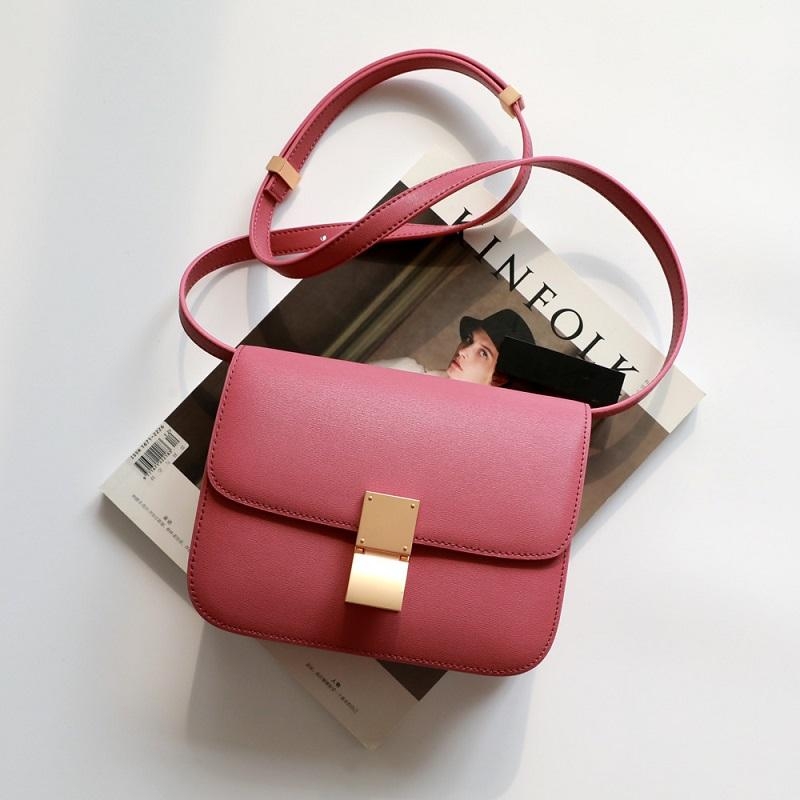 Red Flap Genuine Leather Square Classic Bag Message Bags