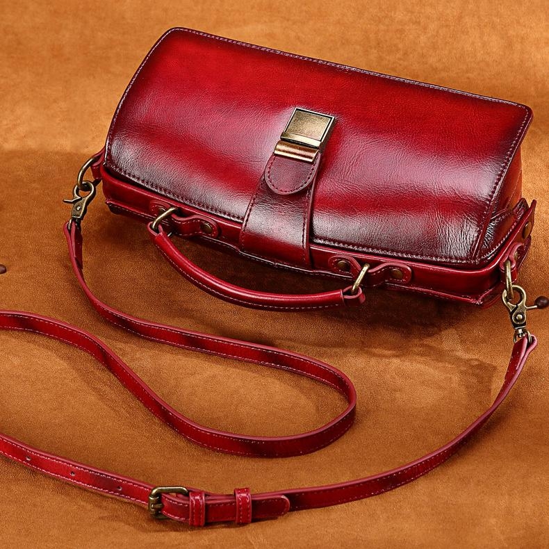 Purple Retro Doctor Bag Leather Handbags