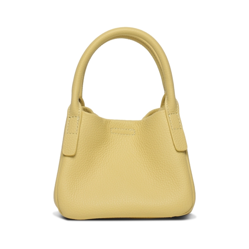 Candy Yellow Leather Mini Tote Bags Shoulder Basket Handbags