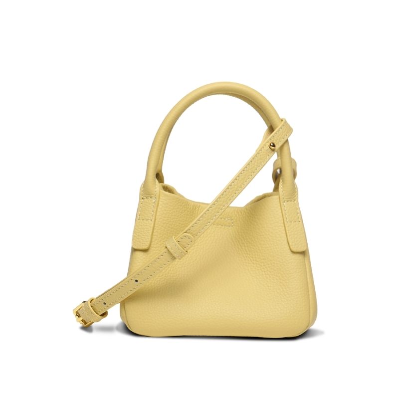 Candy Yellow Leather Mini Tote Bags Shoulder Basket Handbags