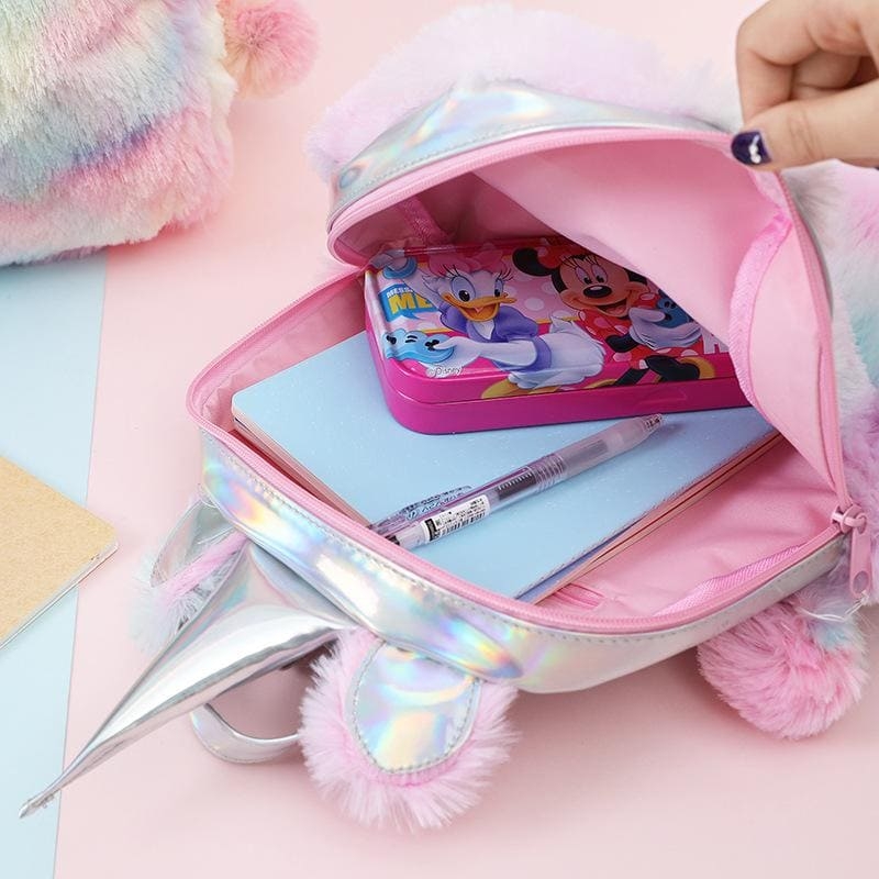 Rainbow Unicorn Cartoon Cute Backpack Girly Furry Holographic Backpack