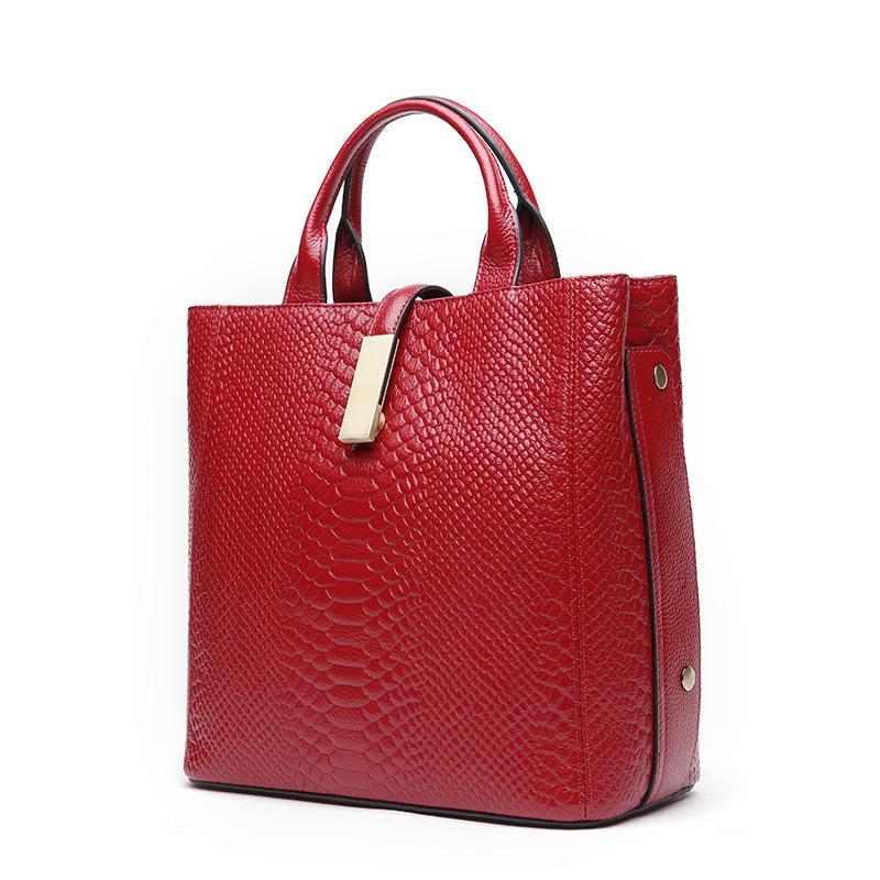 Red Croc Embossement Cow Leather Handbags Shoulder Bags
