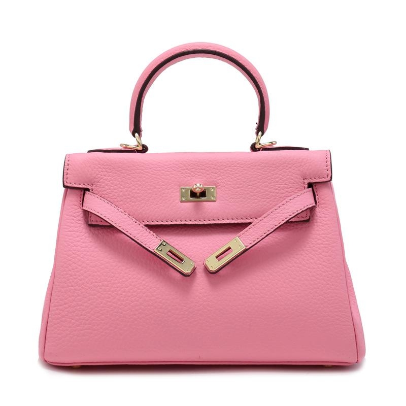 Pink Linen Leather Handbags Satchel Bags