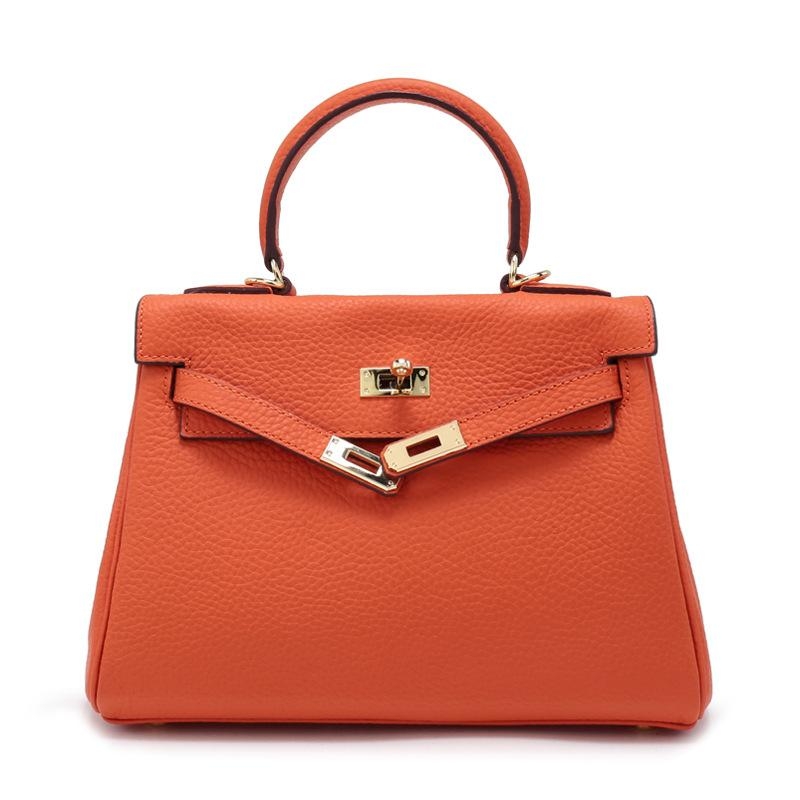 Orange Leather Handbags Satchel Bags