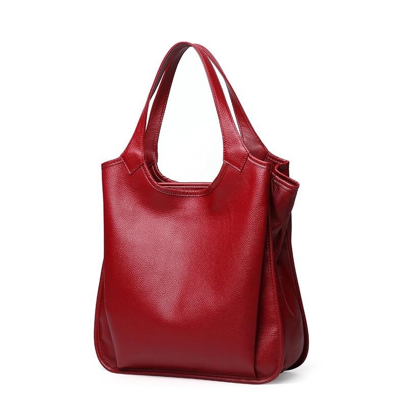 Red Leather Hobo Bags Shoulder Handbags for Office Lady