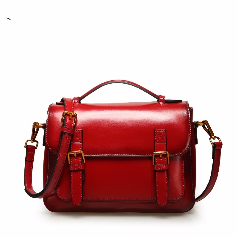 Red Old School Leather Satchel Bag Crossbody Message Bag | Baginning