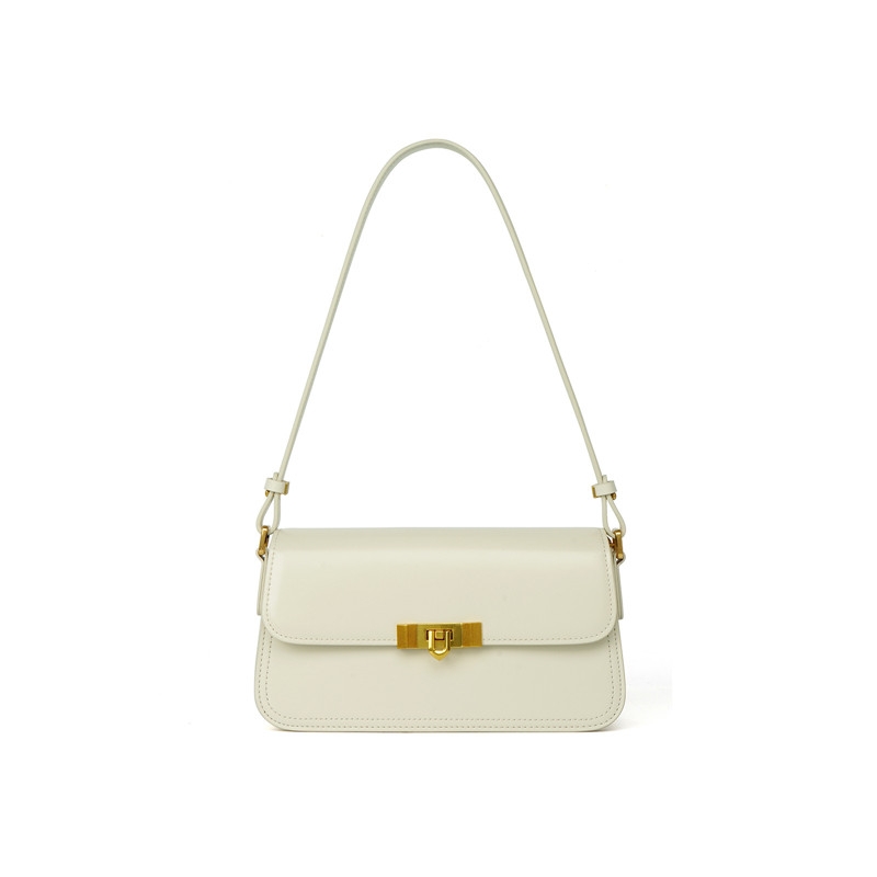 White Retro Leather Flap Over The Shoulder Bags Timeless Purse