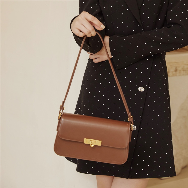 Coffee Retro Leather Flap Over The Shoulder Bags Timeless Purse